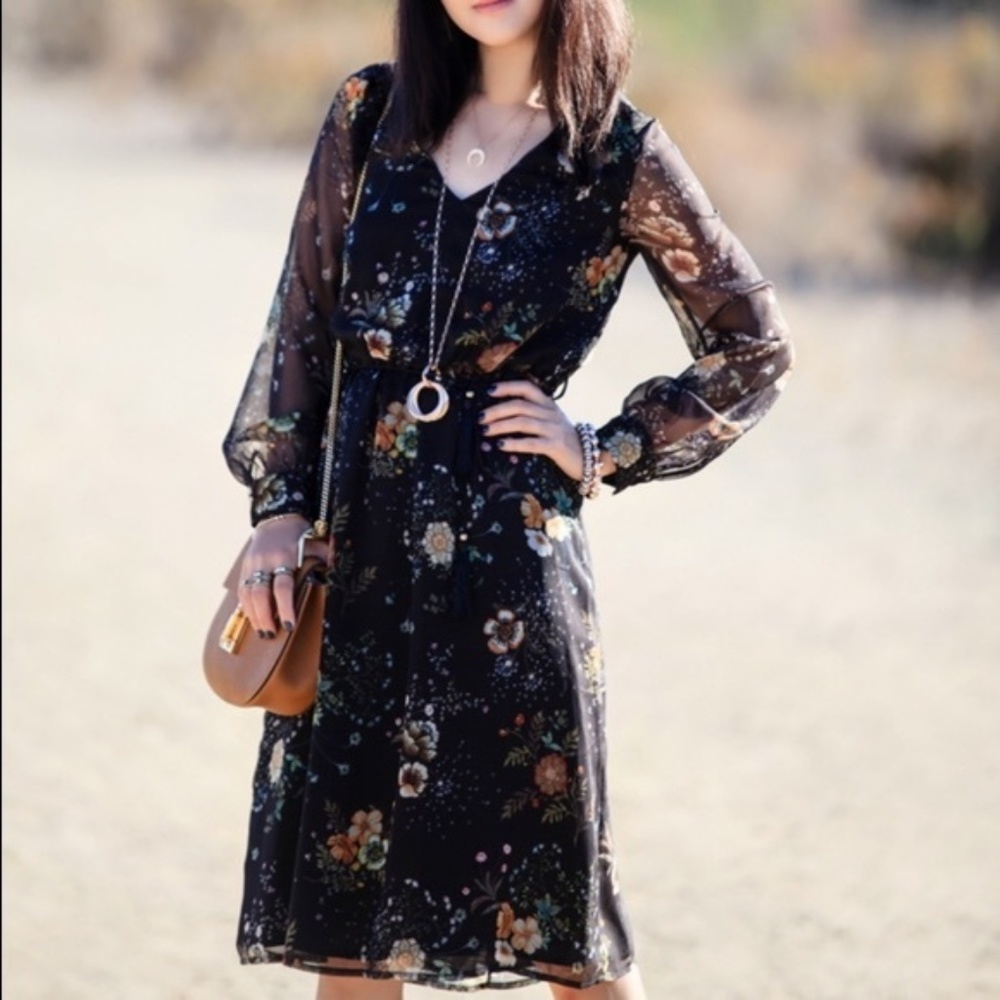 Nwot Topshop Dandelion Print Midi Floral Dress